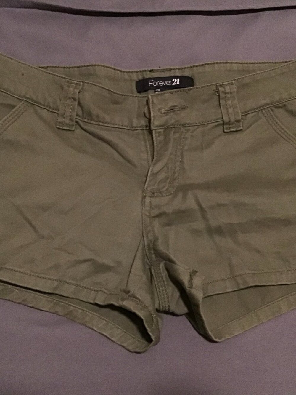 Forever 21 Olive Green Low-Rise Short Shorts | Size 26